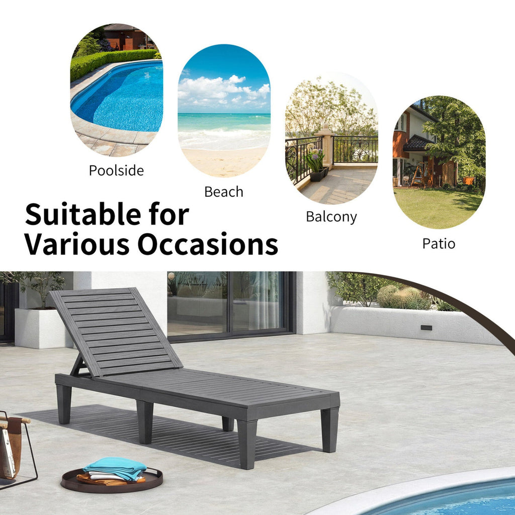 Outdoor Chaise Lounge Chair Set of 2 with 5-Position Backrest