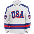 USA Hockey Miracle on Ice 1980 Jersey Authentic White Youth Hoodie